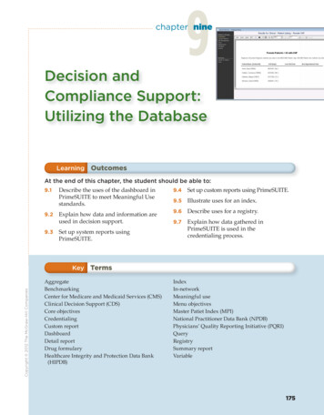 Decision And Compliance Support: Utilizing The Database