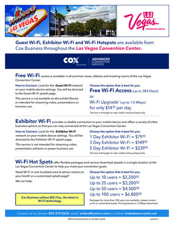 Guest Wi-Fi, Exhibitor Wi-Fi And Wi-Fi Hotspots Are .