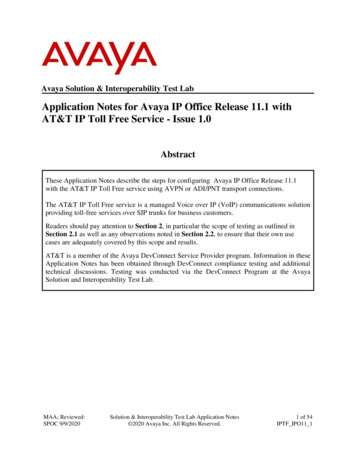 Application Notes For Avaya IP Office Release 11.1 With AT .