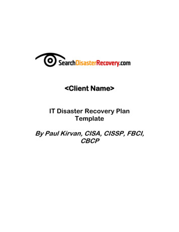 IT Disaster Recovery Template By SearchDisasterRecovery