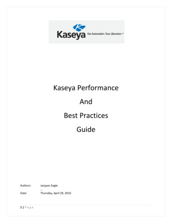 Kaseya Performance And Best Practices Guide
