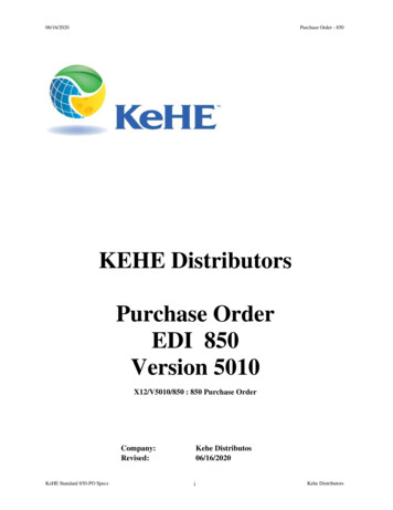 KEHE Distributors Purchase Order EDI 850 Version 5010