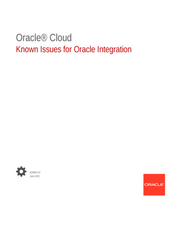 Known Issues For Oracle Integration