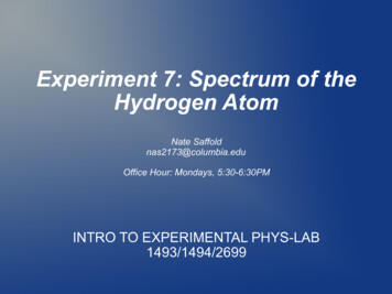 Experiment 7: Spectrum Of The Hydrogen Atom