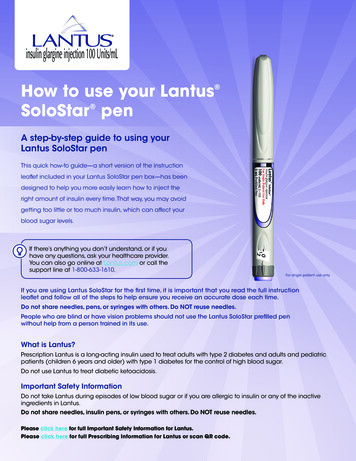 How To Use Your Lantus SoloStar Pen