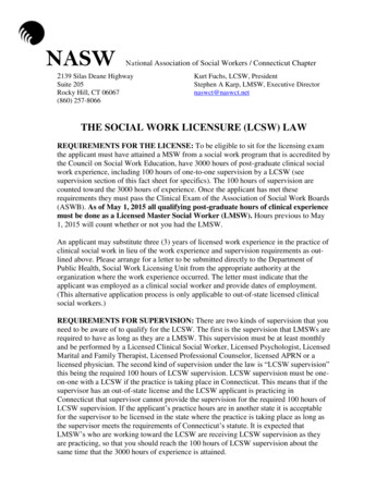THE SOCIAL WORK LICENSURE (LCSW) LAW
