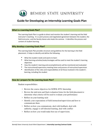 Guide For Developing An Internship Learning Goals Plan