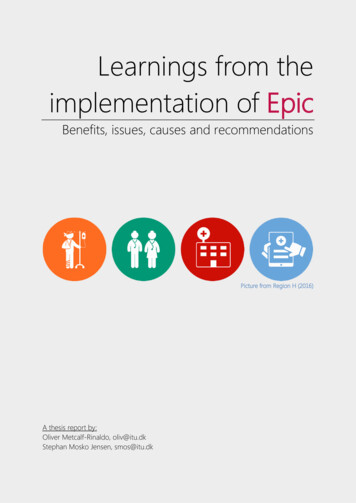 Learnings From The Implementation Of Epic