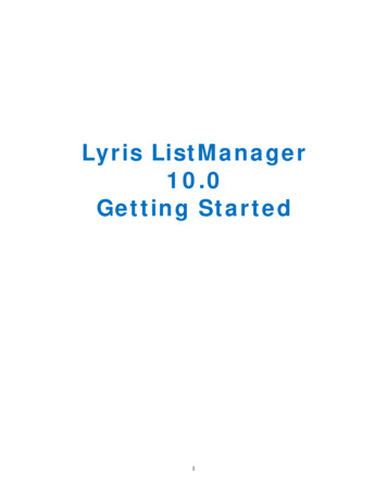 Lyris ListManager 10.0 Getting Started