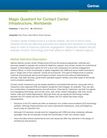 Magic Quadrant For Contact Center Infrastructure, Worldwide