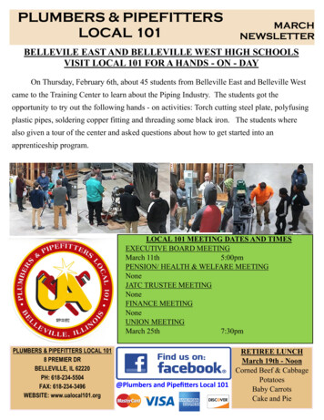 PLUMBERS & PIPEFITTERS LOCAL 101 MARCH NEWSLETTER
