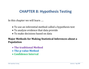 CHAPTER 8: Hypothesis Testing