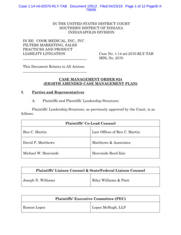 CASE MANAGEMENT ORDER #24 (EIGHTH AMENDED CASE 