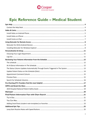 Epic Reference Guide Medical Student