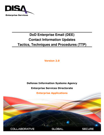 DoD Enterprise Email (DEE) Contact Information Updates .