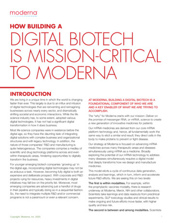 HOW BUILDING A DIGITAL BIOTECH IS MISSION . - Moderna, 