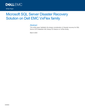 Microsoft SQL Server Disaster Recovery Solution On Dell .