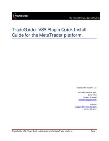TradeGuider VSA Plugin Quick Install Guide For The .