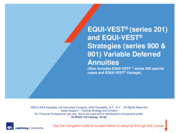 EQUI-VEST (series 201) And EQUI-VEST Strategies (series .
