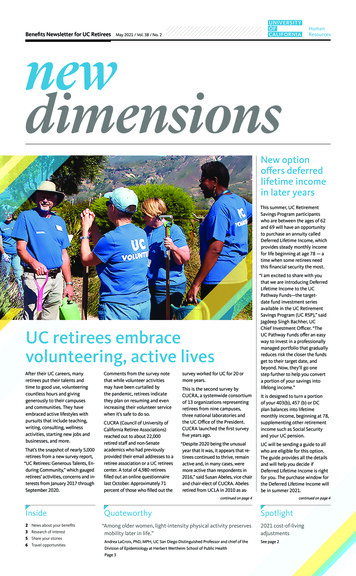 Benefits Newsletter For UC Retirees May 2021 / Vol. 38 .