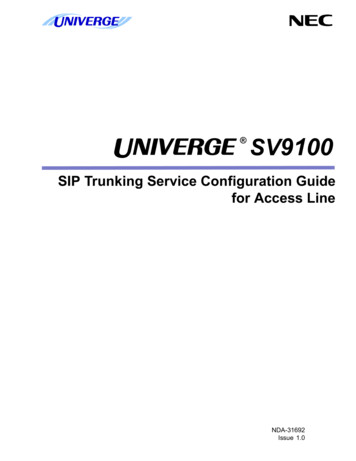 SV9100 SIP Trunking Configuration Guide For Access Line .