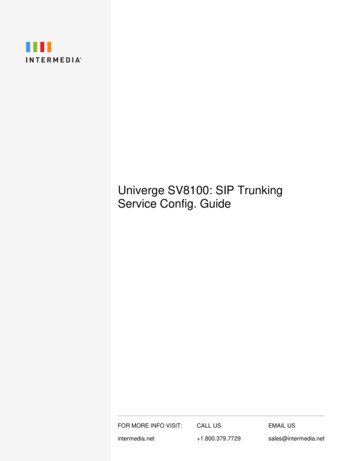 Univerge SV8100: SIP Trunking Service Config. Guide