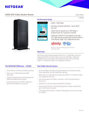 N300 WiFi Cable Modem Router Data . - Sparklight Business