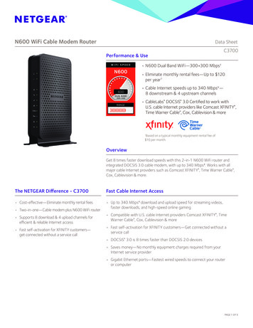N600 WiFi Cable Modem Router Data . - Sparklight Business