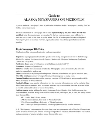 Guide To Alaska Newspapers On Microfilm (by Place)