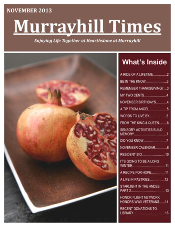 NOVEMBER 2013 Murrayhill Times - Hearthstone Senior Living