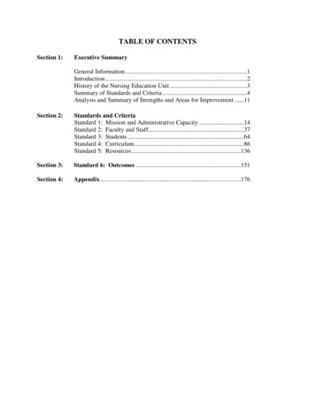 TABLE OF CONTENTS - Indiana State University