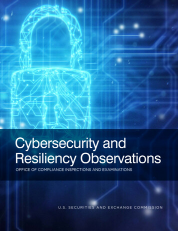 Cybersecurity And Resiliency Observations
