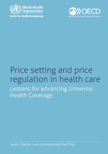 Price Setting And Price Regulation In Health Care