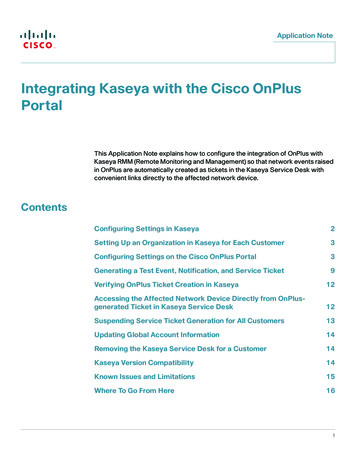 Kaseya Integration With Cisco OnPlus