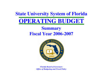 State University System Of Florida OPERATING BUDGET