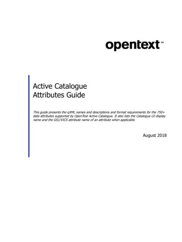 OpenText Active Catalogue Attributes Guide