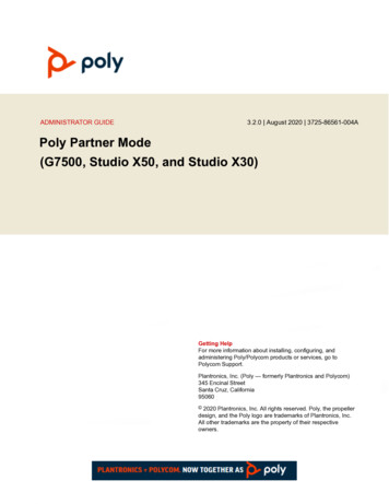 Poly Partner Mode (G7500, Studio X50, And Studio X30)