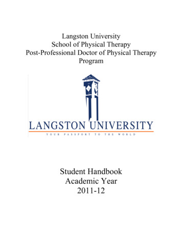 Langston University School Of Physical Therapy Post .