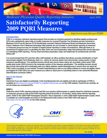 Satisfactorily Reporting 2009 PQRI Measures