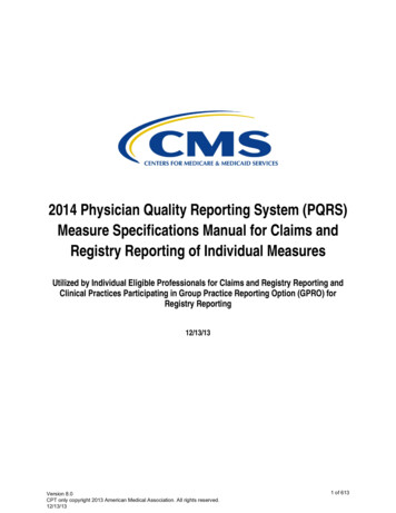 2014 Physician Quality Reporting System (PQRS) Measure .