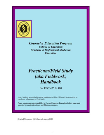Practicum/Field Study (aka Fieldwork) Handbook