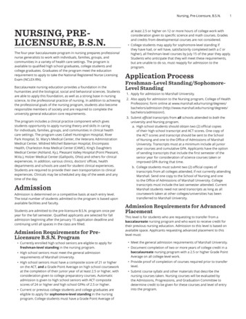 Nursing, Pre-Licensure, B.S.N. - Marshall University