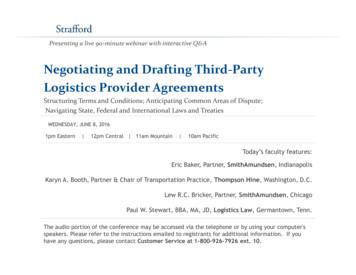 Negotiating And Drafting Third-Party Logistics Provider .