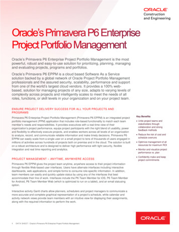 Oracle's Primavera P6 Enterprise Project Portfolio Management