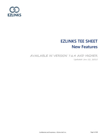 EZLINKS TEE SHEET New Features