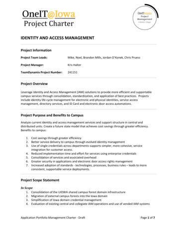 OneIT Identity And Access Management Charter - Final Draft