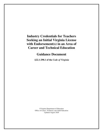 2020-2021 Industry Credentials For Teachers Guide