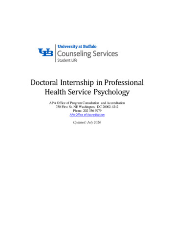 Doctoral Internship In Professional Health Service Psychology