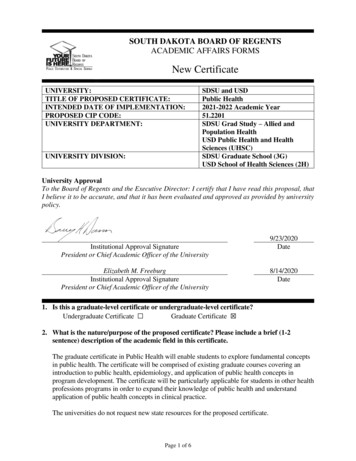 Public Health Certificate (New Grad Cert) (SDSU And USD)