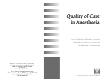 Quality Of Care In Anesthesia